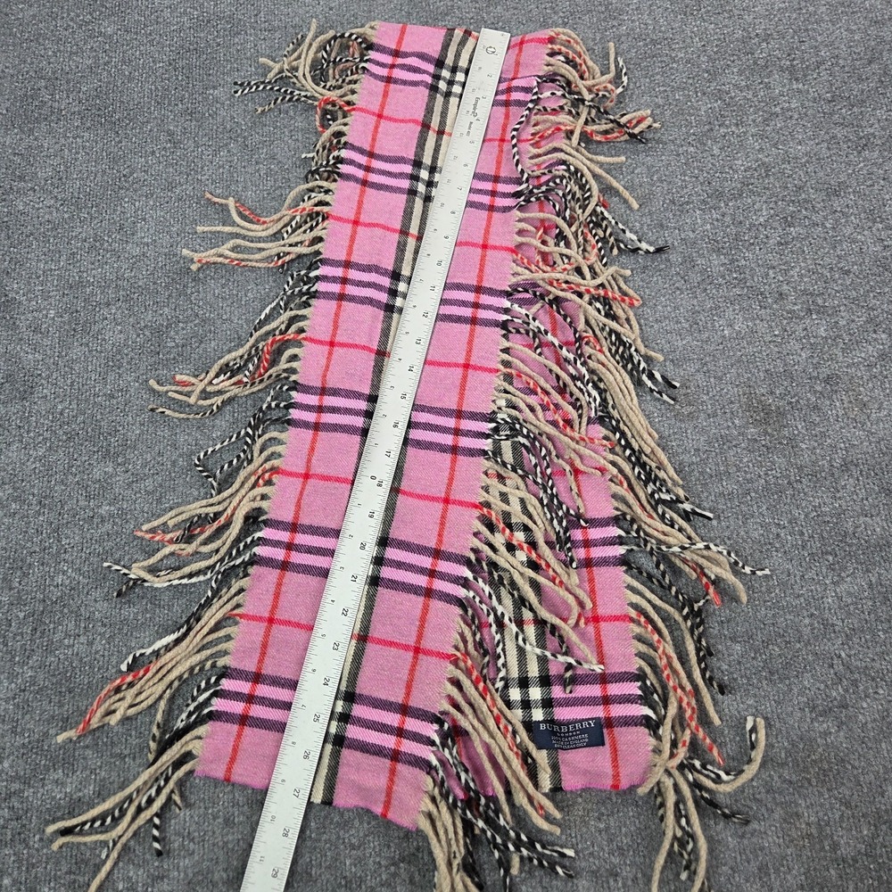 Burberry London Happy Double Fringe Scarf 100% Cashmere Magenta Pink - Picture 4 of 6